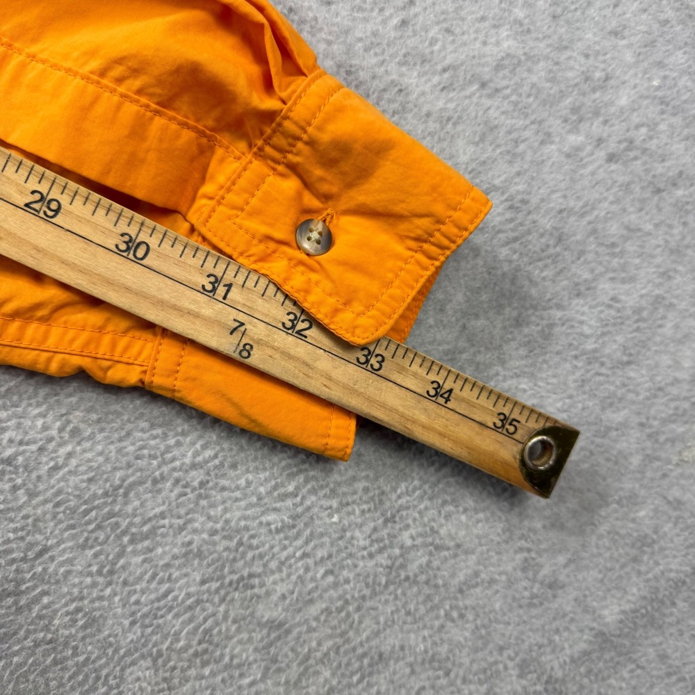 LL Bean Fishing Shirt Mens Medium Orange Long Sleeve Roll Tab Nylon Guide Angler - Picture 9 of 10